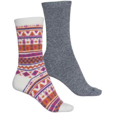 BORN OUTDOORS Printed Wool-Blend Socks - 2-Pack, Crew (For Women) in Pink