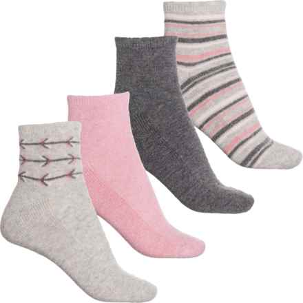 BORN OUTDOORS Tribal Stripes Half-Cushion Socks - 4-Pack, Quarter Crew (For Women) in Grey