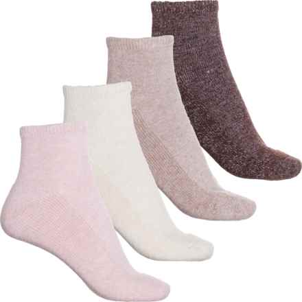 BORN OUTDOORS Wool-Blend Half-Cushion Socks - 4-Pack, Quarter Crew (For Women) in Pink