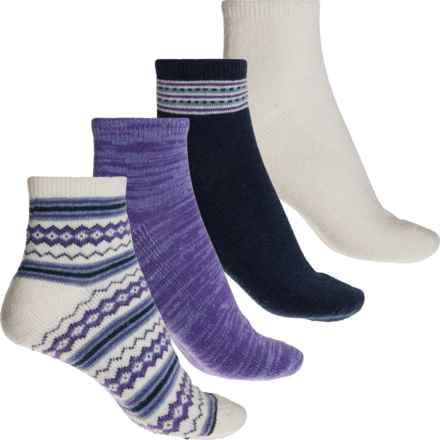 BORN OUTDOORS Wool-Blend Half-Cushion Socks - 4-Pack, Quarter Crew (For Women) in Purple