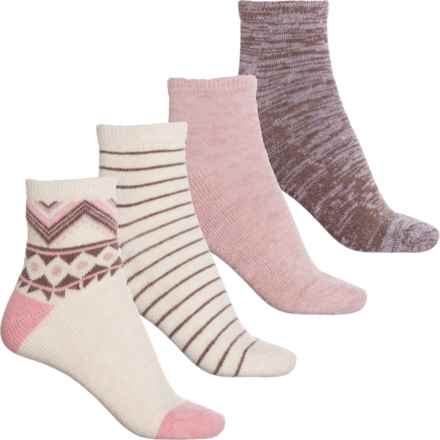 BORN OUTDOORS Zig Zag Half-Cushion Socks - 4-Pack, Quarter Crew (For Women) in Oatmeal