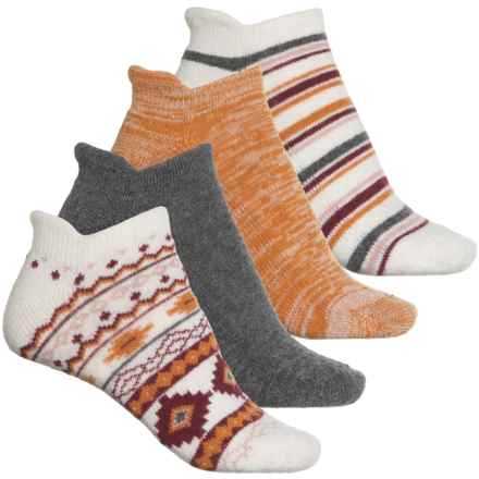 BORN OUTDOORS Zig Zag Stripe Half-Cushion No-Show Heel Tab Socks - 4-Pack, Below the Ankle (For Women) in Oatmeal