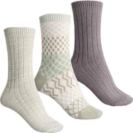 Born Pattern Block Super Soft Boot Socks - 3-Pack, Crew (For Women) in Green