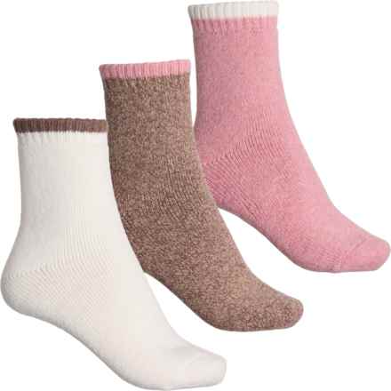 Born Plush-Lined Wool-Blend Socks - 3-Pack, Quarter Crew (For Women) in Brown