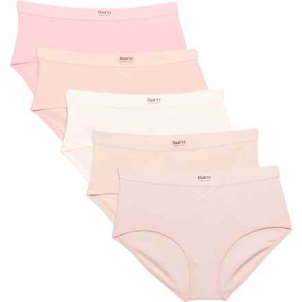 Born Ribbed Organic Cotton Panties - 5-Pack, Hipster in Peach