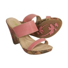 Born Skyler Sandals - Leather, Slides (For Women) in Pink/Floral Pattern - Closeouts