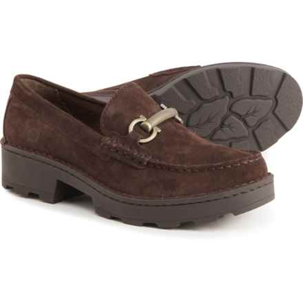 Born Teramo Lugged Sole Loafers - Suede (For Women) in Dark Brown