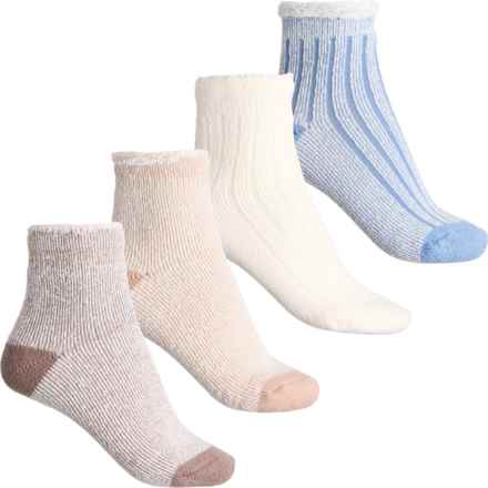 Born Terry Inside Out Ribbed Anklet Socks - 4-Pack, Ankle (For Women) in Ivory