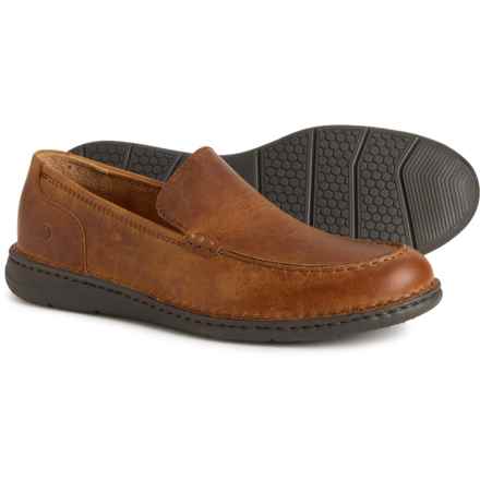 Born Thatcher Loafers - Leather, Slip-Ons (For Men) in Rust/Dark Brown