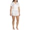 Born Tonal Striped Satin Flowy Notch Collar Shorts Pajamas - Short Sleeve in Ivory