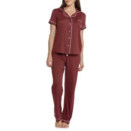 Born Yummy Notch Collar Pajamas - Short Sleeve in Burgundy