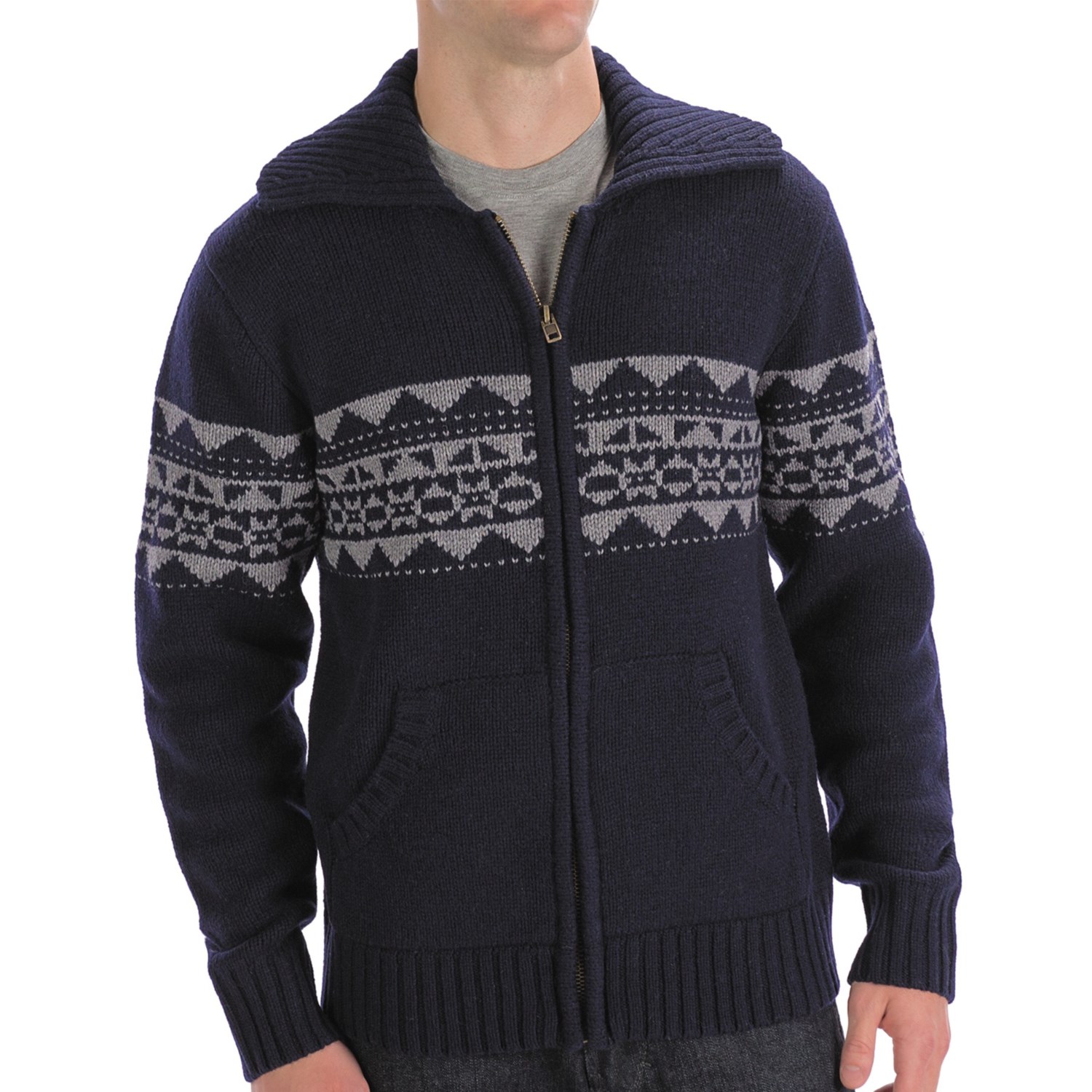 Boston Traders Patterned Wool Cardigan Sweater (For Men) - Save 52%