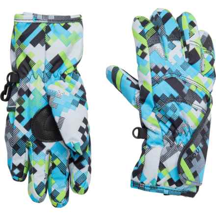 Boulder Gear Flurry Winter Gloves - Waterproof, Insulated (For Little Boys) in Aqua Stacked Print