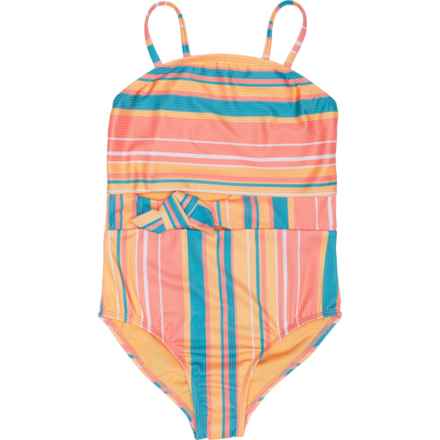 Breaking Waves Big Girls Bandeau Underbust Tie One-Piece Swimsuit - UPF 50+ in Mult