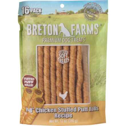 Breton Farms Chicken Stuffed Soft Puff Roll Dog Treats - 16-Count in Chicken