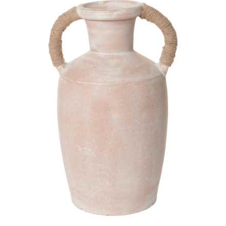 Brewster Lockton Terracotta Vase with Rattan Handles - 15x8x8” in Terracotta