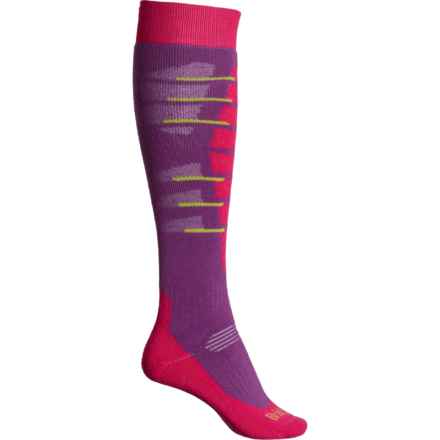 Bridgedale Midweight Ski Socks - Merino Wool, Over the Calf (For Women) in 121 Purple/Pink