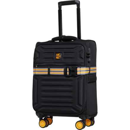 BritBag 20.5” Azerley Spinner Carry-On Suitcase - Softside, Expandable, Black in Black