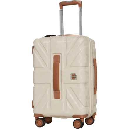 BritBag 22” Okavango Carry-On Spinner Suitcase - Hardside, Expandable, White Cap Grey-Almond Trim in White Cap Grey/Almond Trim