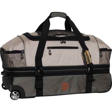 BritBag 30” Jakarta Drop Bottom Travel Rolling Duffel Bag - Softside, Expandable, Oxford Tan Top-Dusty Olive Bottom in Oxford Tan Top/Dusty Olive Bottom