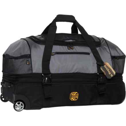 BritBag 30” Jakarta Drop Bottom Travel Rolling Duffel Bag - Softside, Expandable, Pewter-Black in Pewter Top/Black Bottom