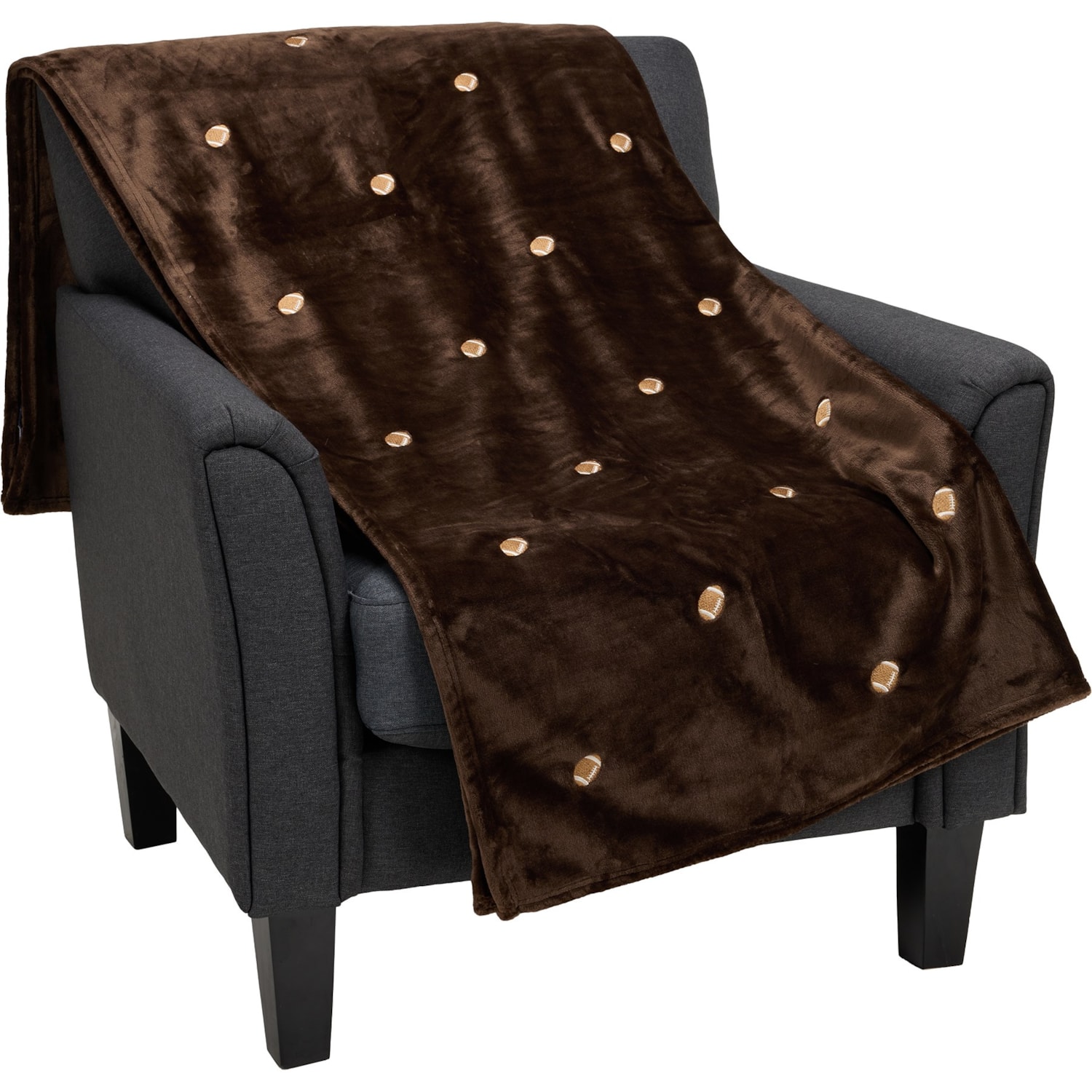 Brooks Brothers Football Embroidery Throw Blanket - 50x70