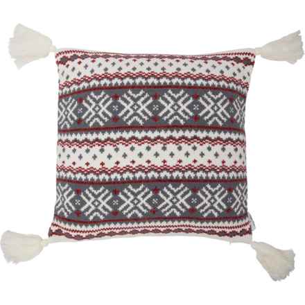 Nordic Snowflake Knit Throw Pillow - 20x20” in Red