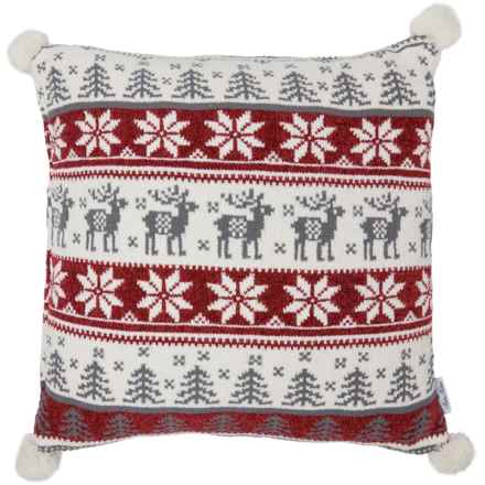 Nordic Winter Scene Throw Pillow - 20x20” in Red