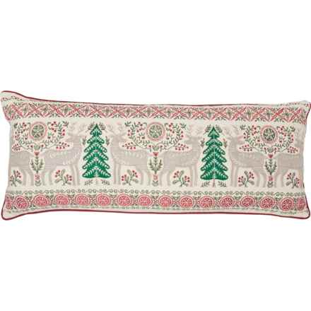 Whimsy Nordic Applique Throw Pillow - Feather Fill, 12x30” in Multi