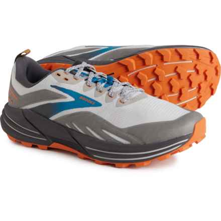 Brooks Cascadia 16 Trail Running Shoes (For Men) in Oyster Mushroom/Alloy/Orange