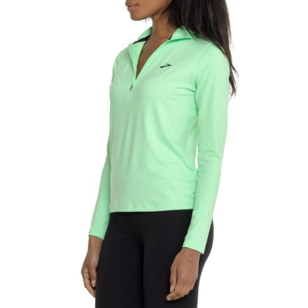 Brooks Dash 2.0 Running Shirt - Zip Neck, Long Sleeve in Green