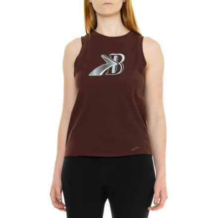 Brooks Distance Graphic Tank Top in Copper/Flying B