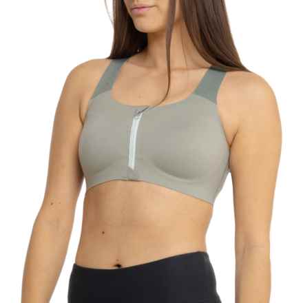 Brooks Zip 2.0 Sports Bra - High Impact in Pebble/Dark Pebble/Cool Mint