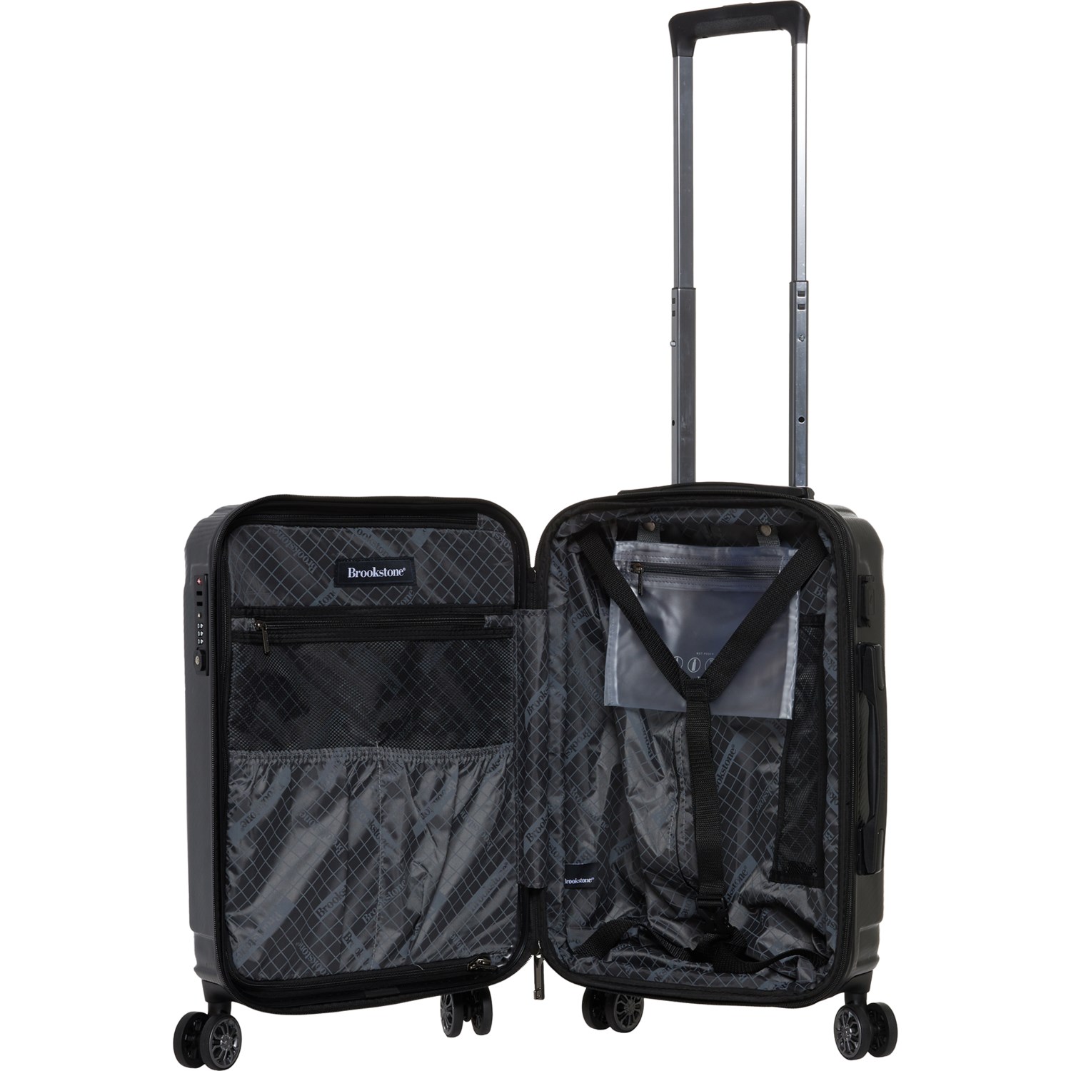 (取寄) ブルックストーン 21インチ キーン キャリーオン スピナー スーツケース - ハードサイド, エクスパンダブル, ブラック Brookstone 21” Keane Carry-On Spinner Suitcase - Hardside, Expandable, Black  Black Brookstone 21” Keane Carry-On Spinner Suitcase - Hardside