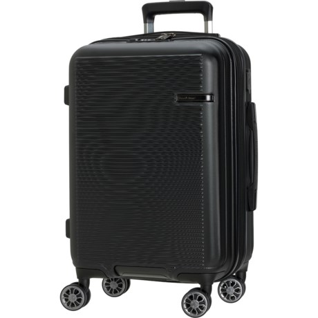 Brookstone 21” Nelson Carry-On Spinner Suitcase - Hardside, Expandable, Black in Black