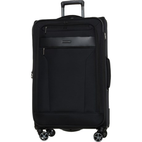 Brookstone 29” Harbor Spinner Suitcase - Softside, Expandable, Black in Black