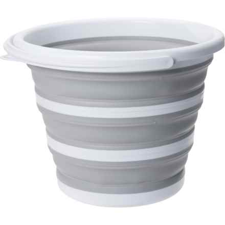 Brookstone Multi-Purpose Collapsible Bucket - 2.6 Gallon in Grey/White