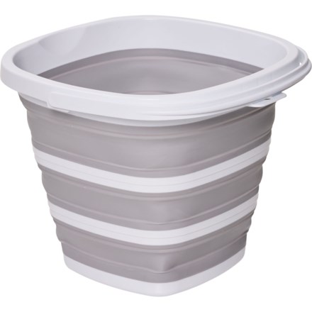 Brookstone Rectangular Collapsible Bucket - 10 L in Grey/White