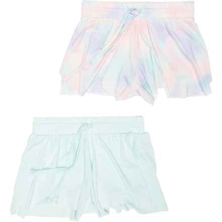 BTWEEN ACTIVE Big Girls Butterfly Shorts - 2-Pack, Built-In Liner Shorts in Cloudy Tie Die/Aqua