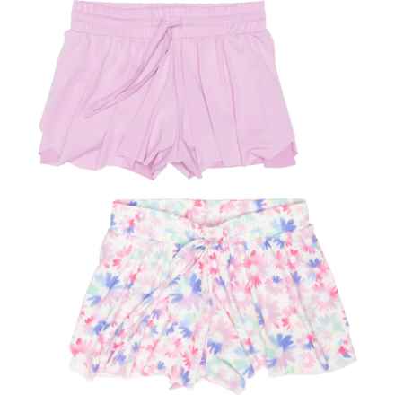 BTWEEN ACTIVE Girls Butterfly Shorts - 2-Pack, Built-In Liner Shorts in Daisy Floral/Viola