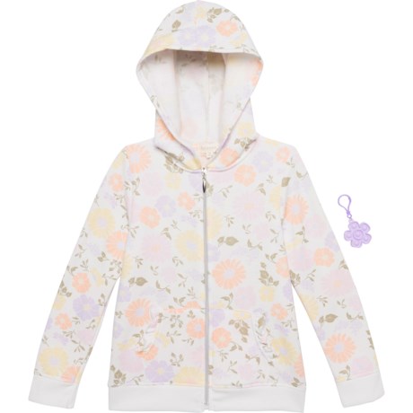 Btween Big Girls Full-Zip Fleece Hoodie in Marshmallow Floral