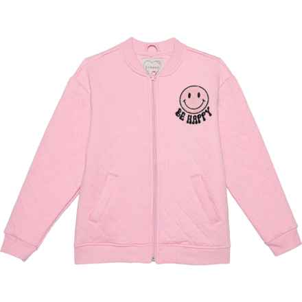 Btween Big Girls Quilted Smiley Jacket - Insulated in Pink Lady