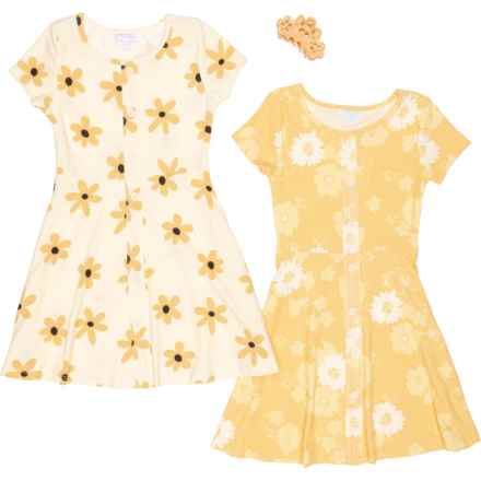 Btween Big Girls Ribbed-Knit Button-Front Dress - 2-Pack, Short Sleeve in Solitary Star