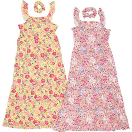 Btween Big Girls Ruffle Strap Maxi Dress - 2-Pack, Sleeveless in Sunshine