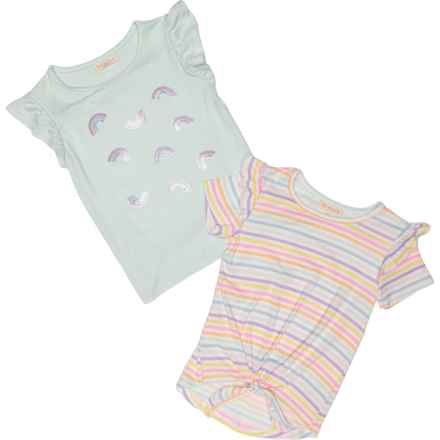 Btween Little Girls Mix-and-Match Shirts - 2-Pack, Short Sleeve in Skylight