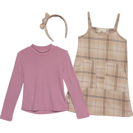 Btween Little Girls Shirt and Jumper Set - Long Sleeve in Pale Mauve