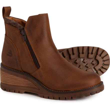 BULLBOXER Made in Portugal Wedge Side-Zip Booties - Leather (For Women) in Cognac