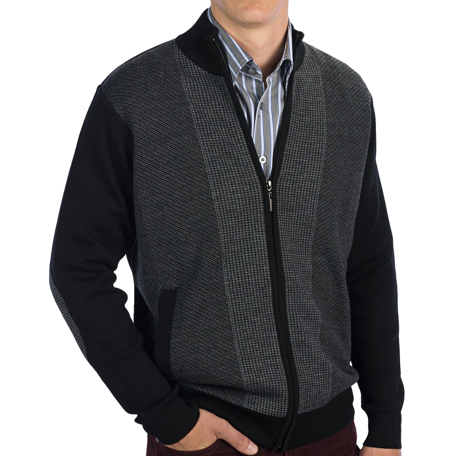 Bullock & Jones Cardigan Sweater - Merino Wool Blend, Zip Front (For Men)