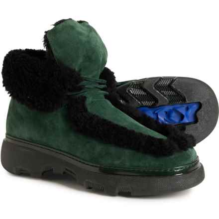 BURBERRY Made in Italy Creeper Shearling Boots - Suede (For Men) in Vine Black