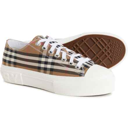 BURBERRY Made in Italy Jack Check Low-Top Sneakers (For Men) in Taupe Brown